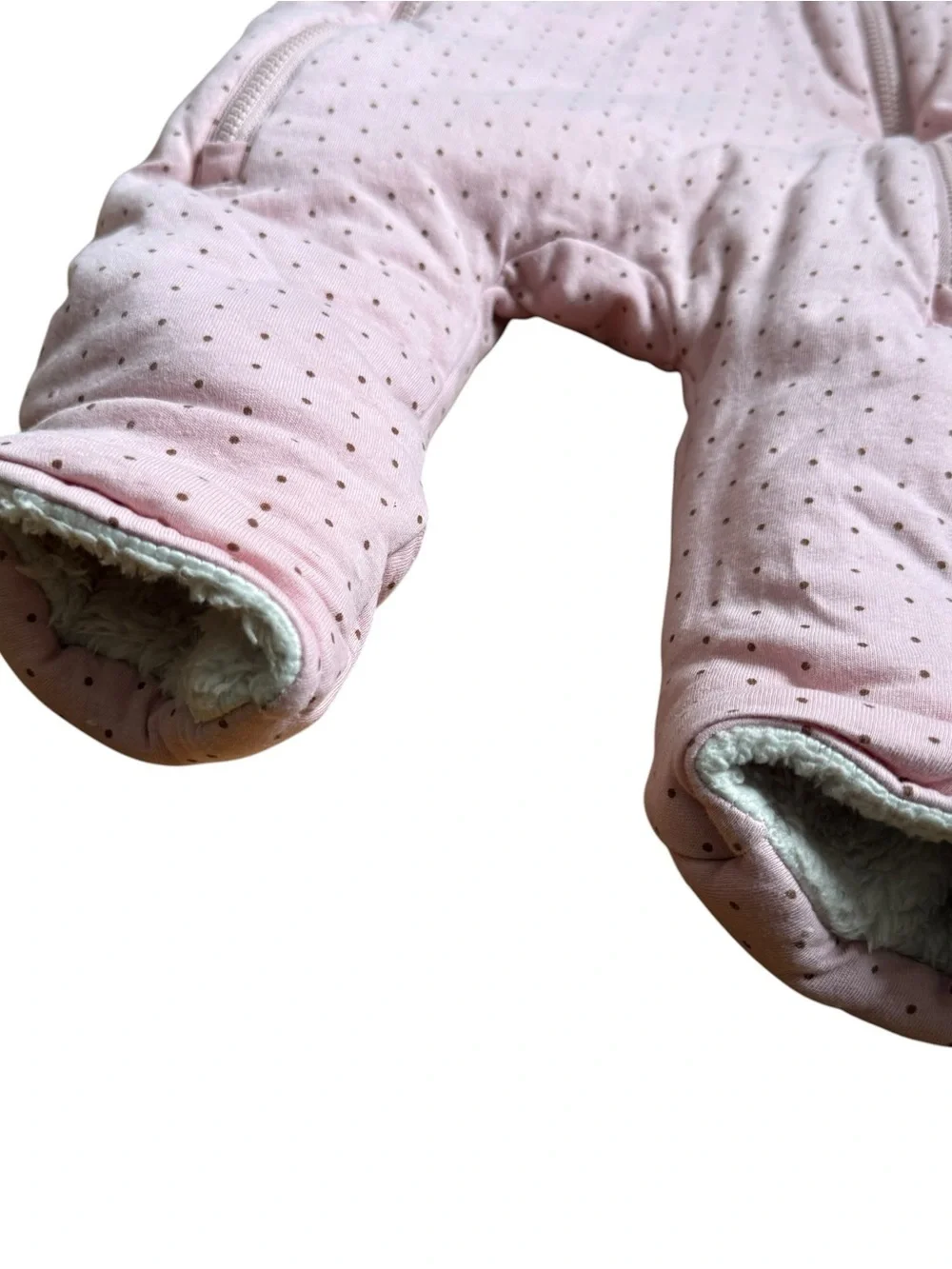 Baby Gap Double Zip Sherpa Fleece Lined One Piece Size 0-3 Months Pink Polka Dot